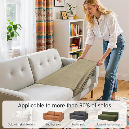 Hokway Stretch Couch Cushion Covers, 2 Piece Individual Sofa Cushion Slipcovers，Jacquard Sofa Seat Slipcover Set, Non-Slip Protector for Cushion (Sand,Small-2PC)