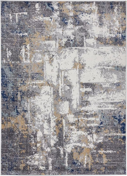 LUXE WEAVERS Rug Hampstead Abstract Area Rug - Medium Pile, Modern Area Rug, Gray / 4 x 5