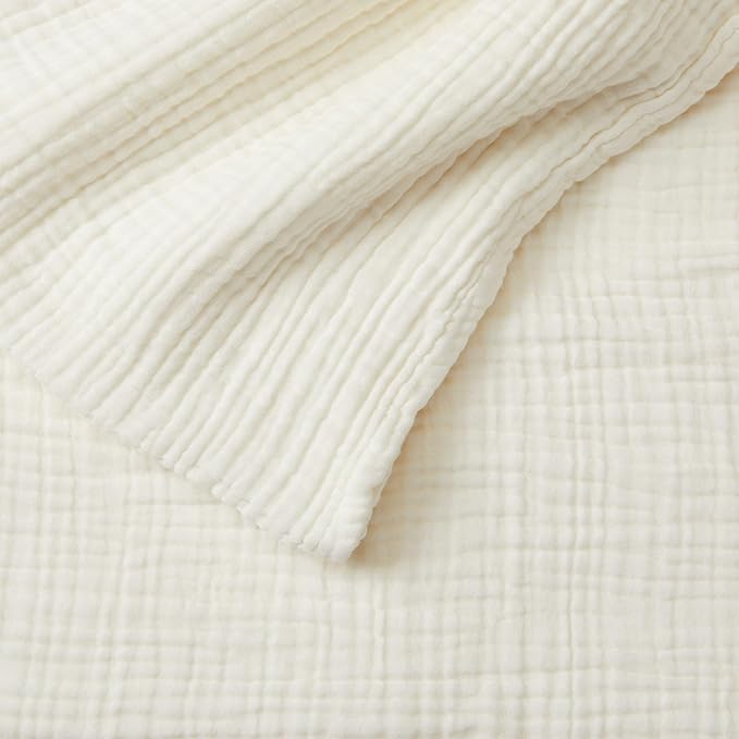 100% Cotton Muslin King Size Blanket | Soft, Breathable, and Lightweight Bed Blanket for All-Season | Perfect for Layering | Maria Collection (King, Off-White)