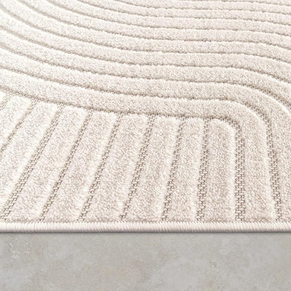 Paco Home Modern Area Rug with Raised Curved Line Pattern – Minimalist Design in Cream, Size: 4' x 5'7"