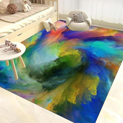 Living Room Abstract Area Rug - Washable, Colorful Sea of Clouds Patterns - Dining Room, Bedroom, Office - 4x6ft