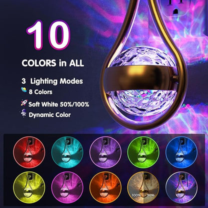 L LOHAS LED Night Lights Plug Into Wall: Star Projector RGB Night Light with 10 Color Change, Dusk To Dawn Sensor, 330°Rotating Globe Night Light For Bedroom, Hallway, Home Decor, Gaming Room