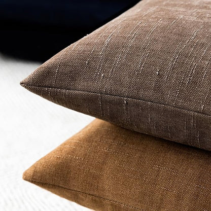 Foindtower Pack of 2 Soft Textured Chenille Throw Decorative Pillow Covers Lumbar Accent Solid Cushion Cover Cozy Neutral Farmhouse Pillow Case for Couch Sofa Bedroom Living Room 12x24 Inch, Chocolate