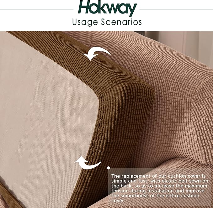 Hokway Couch Cushion Covers Stretch Cushion Covers Sofa Seat Cushion Slipcover Cushion Protector(Coffee, Medium)