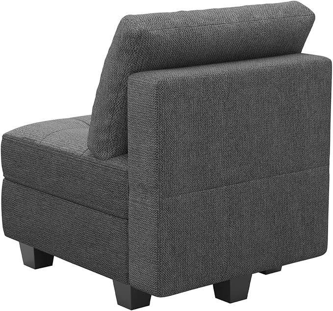 Belffin Middle Module Seat for Modular Sofa Sectional Couch with Storage Accent Armless Sofa Chair Modern Fabric Dark Grey