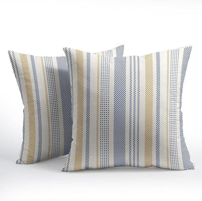 Blue Yellow Pillow Covers 20x20 Set of 2 Geometric Striped Print Partten Decorative Outdoor Boho Pillowcases with Zipper Rustic Decoration Farmhouse Sofa Couch Throw Cushion Cover Bed Decor