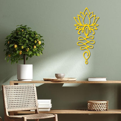 Lotus Flower Wall Decor – Gold Metal Yoga Wall Art with Lotus Design, Spiritual Home Décor Sculpture for Meditation Spaces, Living Room, Bedroom, Office