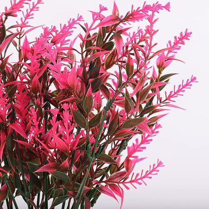 12 Bundles Artificial Flowers for Outdoor Decoration, Spring Decoration UV Resistant Faux Outdoor Plastic Greenery Shrubs Plants Artificial Fake Flowers Hanging Planter Home Garden Decor(Pink)