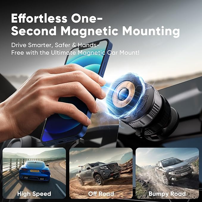 Phone Holders for Your Car, Car Phone Holder for Magsafe [120+ LB Strongest Suction & 2800gf Strongest Magnetic] 360° Adjustable Magnetic Car Phone Mount for iPhone 17 Pro Max 16 15 14 13 12 Air Plus