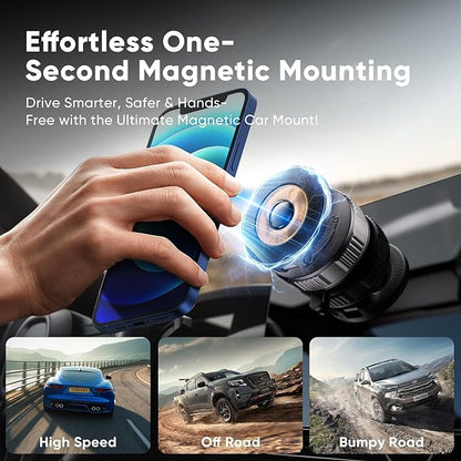 Phone Holders for Your Car, Car Phone Holder for Magsafe [120+ LB Strongest Suction & 2800gf Strongest Magnetic] 360° Adjustable Magnetic Car Phone Mount for iPhone 17 Pro Max 16 15 14 13 12 Air Plus