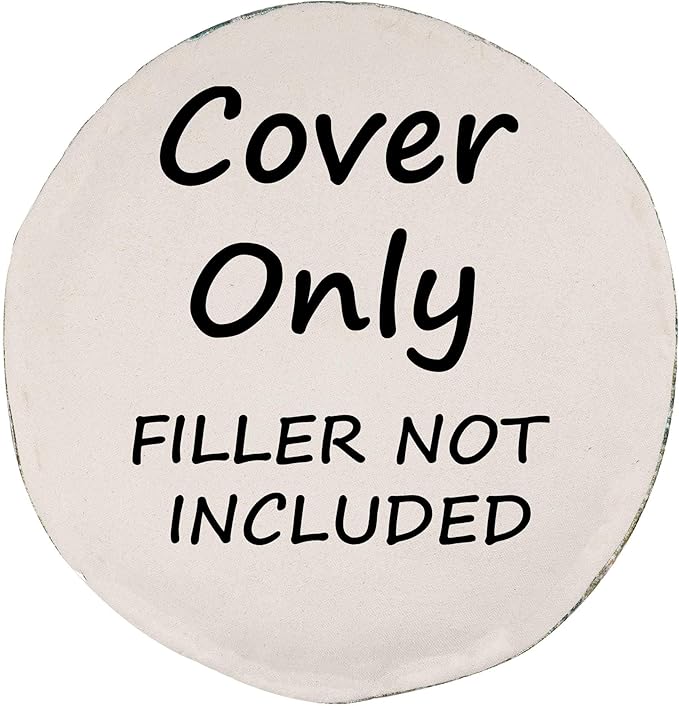 Colorful Pouf Cover Orange Round Orange Floor Pillow Seating Area Stool Boho Room Décor Accent Furniture Perfect for Living Room, Bedroom, Nursary or Children Room Cotton 24x8 Unstuffed