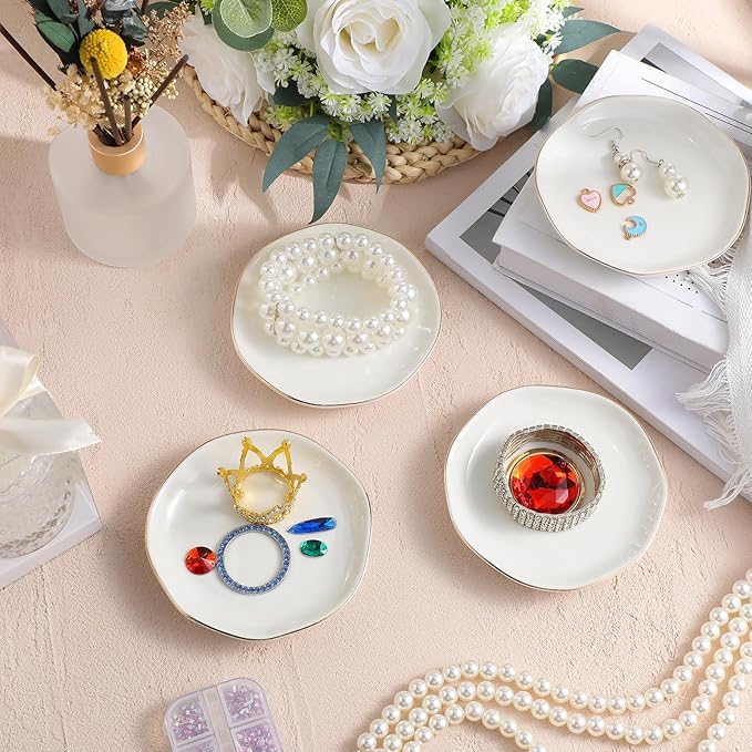 Shappy 24 Pcs Ceramic Ring Dish Bulk 4.5 in Small Jewelry Tray Porcelain Trinket Dish for Women Wedding Birthday Gifts (Multicolor)