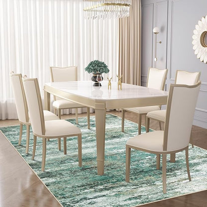 5x7 Area Rugs for Living Room, Washable Modern Abstract Large Area Rug Neutral Soft Non Slip Kids Rug Stain Resistant Indoor Carpet for Bedroom Nursery Dining Room Home Office(Green, 5'x7')