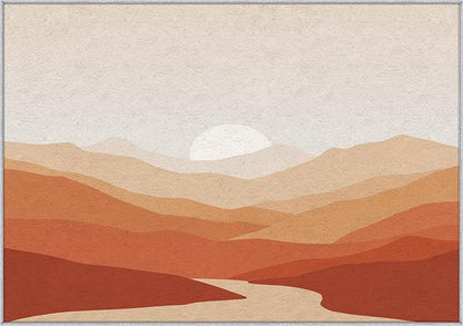 Boho Rug, Large 8x10 Area Rugs Terracotta Mountain Sun Minimalist Pattern for Living Room, Bedroom, Boho Home Decor Accessories Indoor Carpet, Non Slip & Machine Washable
