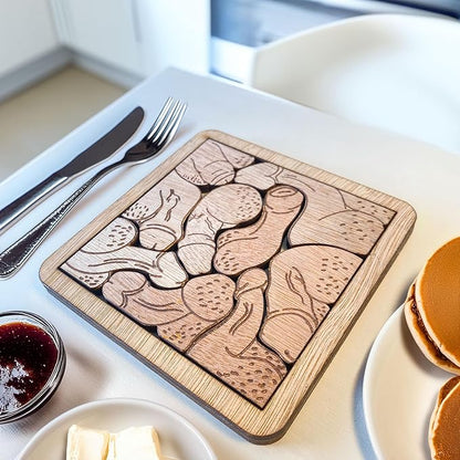 Funny Penis Wooden Puzzle Coasters Set - Unique and Playful Adult Drink Coasters with Holder - Perfect Fuck for Bachelor/Bachelorette Parties, Gag Gifts, and Fun Home Decor