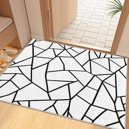White and Black Rug - Black and White Rug, Geometric Area Rugs 5x6, Modern Abstract Rugs for Living Room Bedroom, Irregular Polygon Carpet Washable Non Slip Home Decor