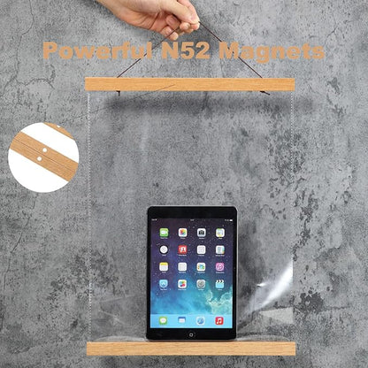 FALAMON 2 Pack Magnetic Poster Hanger Frame, 8x10 8x12 8x18 Teak Wood Magnet Poster Frame for Hanging Posters, Prints, Photos, Pictures, Maps, Scrolls, and Canvas Artwork