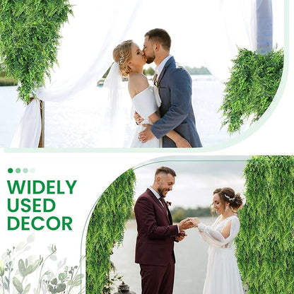 Geosar 110 Pcs Artificial Hanging Plants 32 Inch Hanging Boston Ferns Plastic Fake Plants for Wall Room Garden Wedding Garland Indoor Outdoor Decoration, No Basket