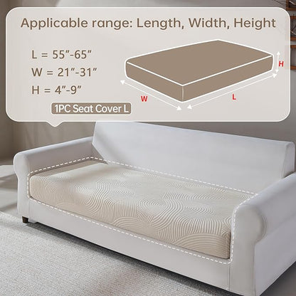 Couch Cushion Covers for Sectional and L Shaped Sofa, Stretch Soft Sofa Covers Washable Wear Resistant Slipcovers Furniture Protector Pet-Friendly (1PC Large Sofa Cover, Ivory)