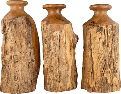 Vitex Pubescens Vahl Handcrafted Natural Wooden Vase; H(11.8”) x D(5"-6.5"); Unique Wooden Vase