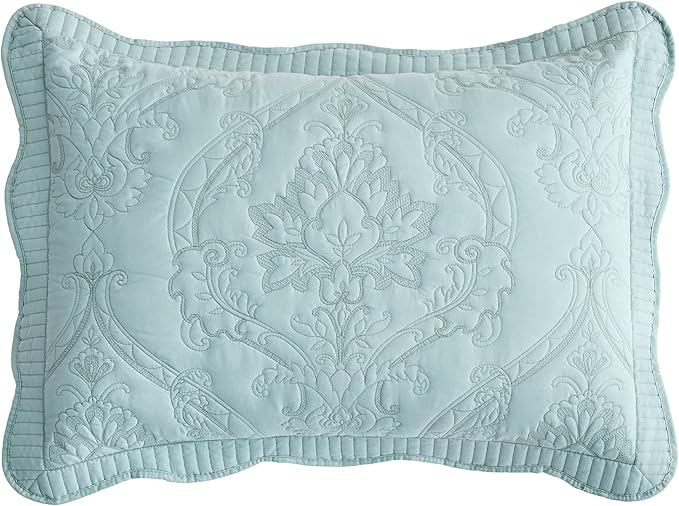 CHIXIN Microfiber King Pillow Shams Set of 2 - Quilted Decorative Pillow Covers - Seaglass - Size (20" x 36")