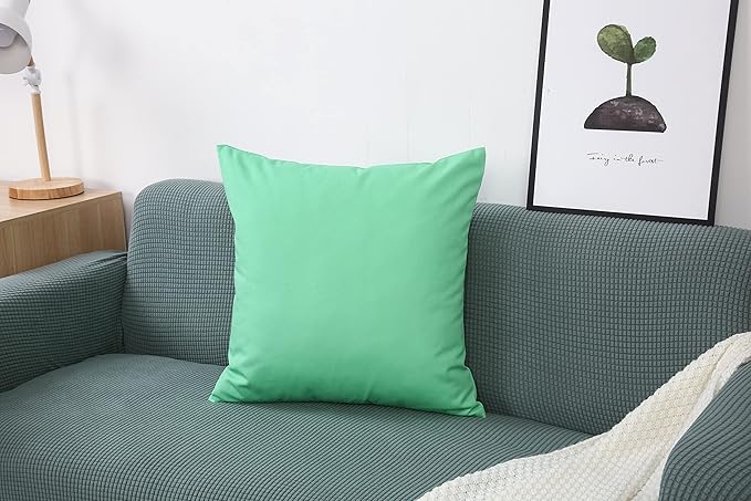 TangDepot Handmade Decorative Solid 100% Cotton Canvas Throw Pillow Covers/Cushion Covers, 45 Colors Available - (16" x 16" , Mint Green, 1 Count (Pack of 1))