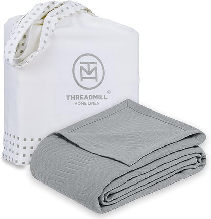 Threadmill Luxury Cotton Blankets for King Size Bed | All-Season Cozy 100% Cotton Blanket | Aster Jacquard Soft & Lightweight Coverlet fits California King Size Bed, 104x92 | Scottish Grey
