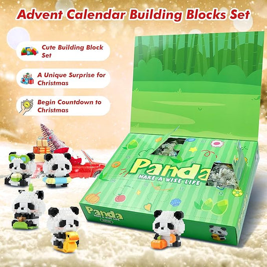 12 Days Advent Calendar 2025 Kids, 12 Packs Panda Building Blocks Set, Advent Calendar 2025 Boys for 6+ Years Old, Christmas Gifts for Girls and Boys, Party Favors (Panda)