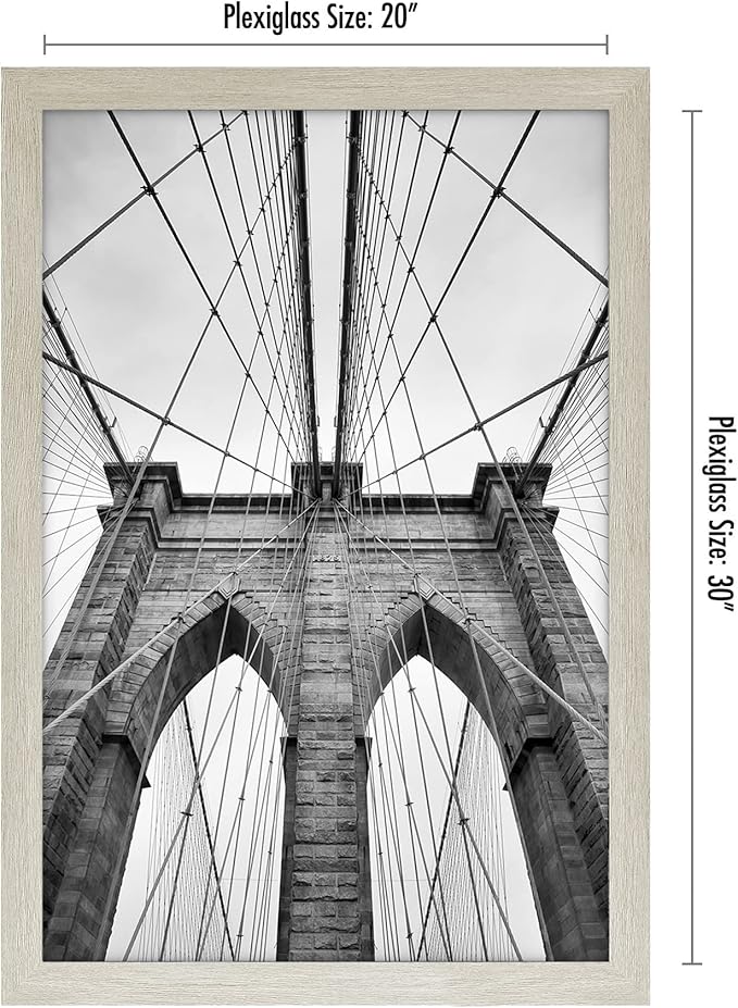 Americanflat 20x30 Poster Frame with Polished Plexiglass - Wide Picture Frames Made of Engineered Wood for Vertical or Horizontal Wall Display - Epic Collection - Grey