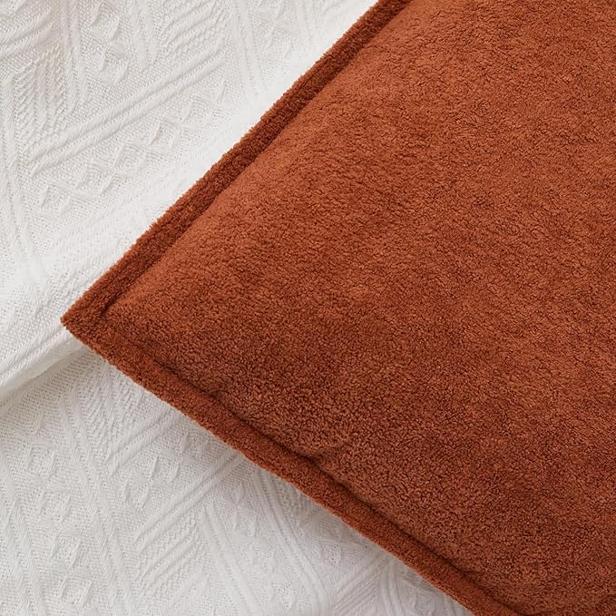 Kevin Textile Waterproof Decorative Pillow Covers Rust 22x22 Inch Pack of 2 Soft Boucle Textured Euro Pillowcases Elegant Accent Pillows for Couch Sofa Chair Bed Home Decor Indoor Outdoor