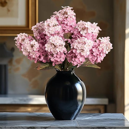 Hydrangea Artificial Flowers ,Fall Hydrangeas Artificial Flowers, Fake Fall Dried Hydrangea Decoration,Faux Silk Flower With Stems Winter Decor Indoor and outdoor(Pink 24"8pcs) Without Vase