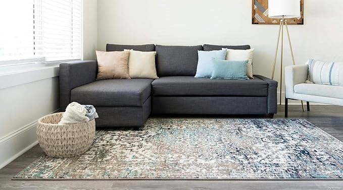 Rugs.com Arlington Collection Rug – 6' x 9' Grey Medium-Pile Rug Perfect for Living Rooms, Large Dining Rooms, Open Floorplans