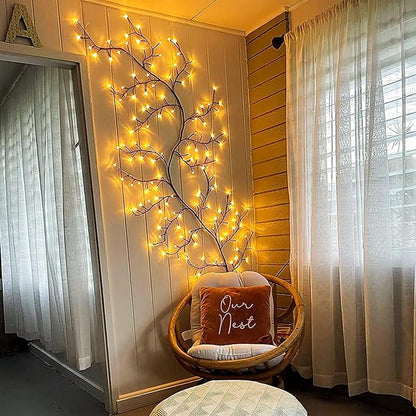 Enchanted Willow Vine Lights for Wall: 7.5FT led Twinkling Tree Branch Light for Living Room and Bedroom Home Decor-Warm White Twinkle Tree Lights Lighted Garland for Halloween Christmas Holiday Decor
