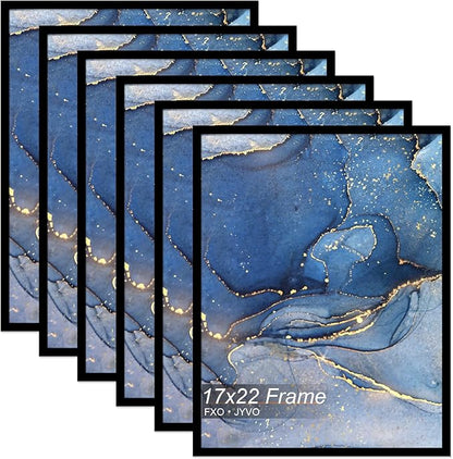 17x22 Picture Frame Set of 6, Black Frame for 17 x 22 Inch Picture Poster Photo, Light Weight and High Transparent 17 by 22 Frame for Wall - 6 Pack/Black/17 x22