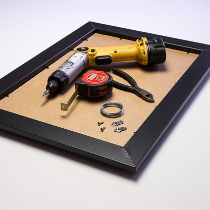 Craig Frames 1WB3BK 14 by 14-Inch Black Picture Frame, Single White Collage Mat with 9-4 by 4-Inch Openings