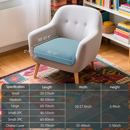 Hokway Stretch Couch Cushion Slipcovers Reversible Cushion Protector Slipcovers Sofa Cushion Protector Covers(Smokyblue, Small)