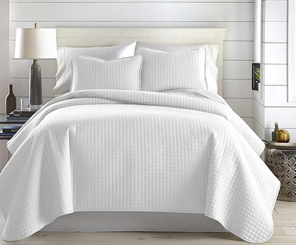 Southshore Fine Living, Inc. White Queen Quilt Bedding Set, Dual Fit Luxury Bedding Quilts, Queen Size Bedspread/Coverlet, Full Size Quilted Comforter/Bed Spread w/Pillow Shams, White Quilts