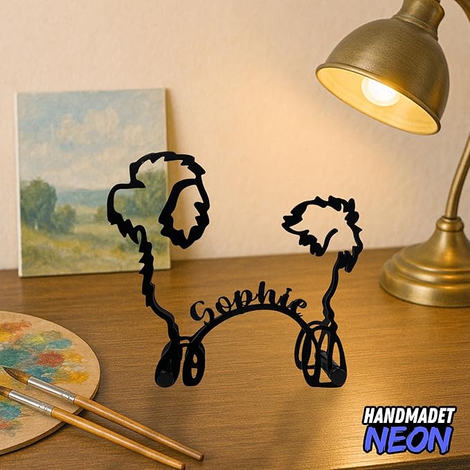 Personalized Shih Tzu Dog Minimalist Sculpture, Custom Pet Name Metal Desk Decor, Decorative Aesthetic Table Sign Gifts For Dogs Lovers, Kids Room, Home Office Decorations