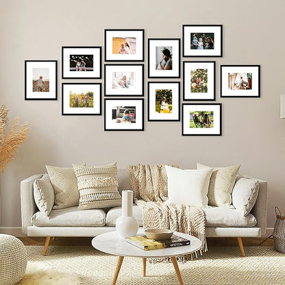 8x10 Picture Frame with 5x7 Mat Set of 2, Display Photo 5x7 with Mat or 8x10 without Mat, 8 by 10 Wall Poster Photo Frame with Shatter Resistant Plexiglass for Wall or Tabletop, 2 Pack, Black