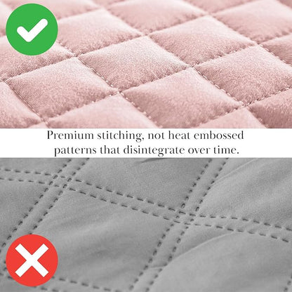 Southshore Fine Living, Inc. Stitched Twin XL Comforter Quilt Bedding Set, Dorm Room Bedding, Stain Resistant, Machine Washable Bedspread, XL/Twin Pink Quilt Bed Spread w/Pillow Sham, Pastel Pink