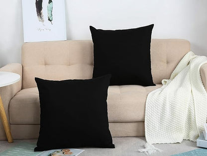 TangDepot Handmade Decorative Solid 100% Cotton Canvas Throw Pillow Covers/Pillow Shams, (12"x12", Black)