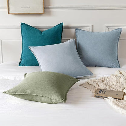 MIULEE Decorative Linen Euro Sham Pillow Covers 26x26 Sage Green Boho Farmhouse Neutral Spring Couch Throw Pillows for Bed Pack of 2 Accent Modern Pillowcase Summer Sofa Livingroom Home Decor