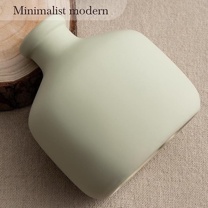 Ceramic Vase Set of 3 - Rustic Vases Set for Flower Centerpieces Pampas Grass - 3 Bud Vases for Home Decor - Modern Terracotta Vases for Home Farmhouse Table Office, Mini Pottery Vase by Lyeec