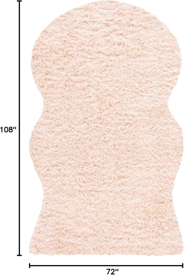 SAFAVIEH Faux Sheep Skin Collection 6' x 9' Light Pink FSS115U Silken Glam 2.35-inch Thick Area Rug