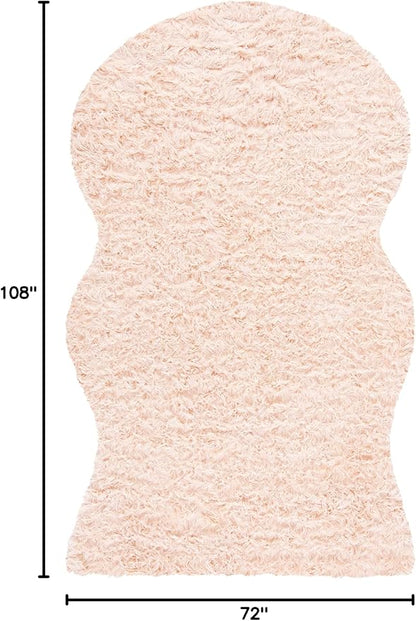 SAFAVIEH Faux Sheep Skin Collection 6' x 9' Light Pink FSS115U Silken Glam 2.35-inch Thick Area Rug