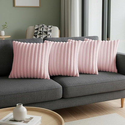 Pink Throw Pillow Covers 16 x 16 Set of 4, Cute Boho Throw Pillow Cover for Couch/Bed, Decorative Pillows Covers for Sofa/Bed, Accent Pillow Covers for Living Room, Rustic/Home/Room Decor