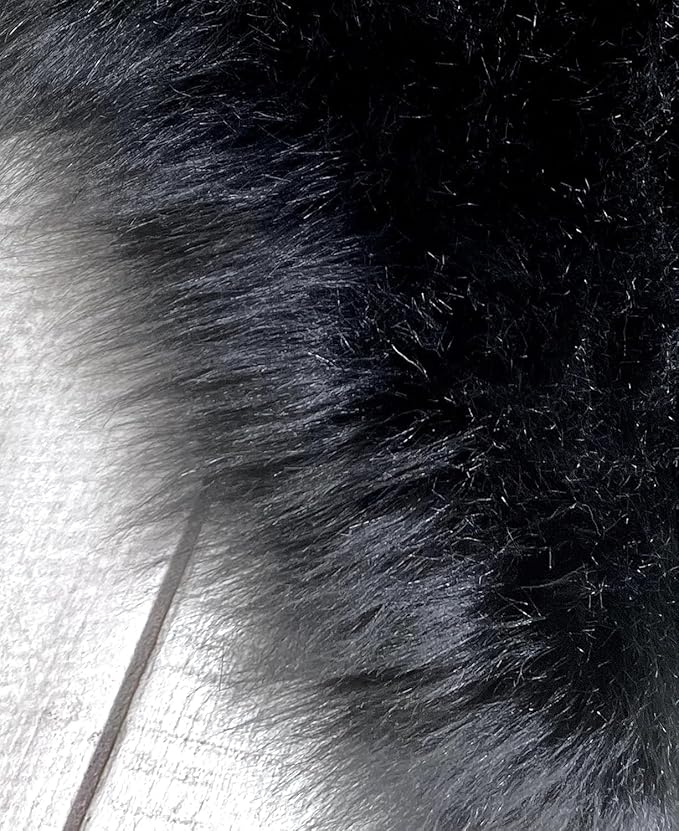 Free Shape Luxury Soft Fluffy Shag Area Rug Sexto 6 Pelts 6'x6',180x180 cm - Vegan Fur Ultra Soft Indoor Carpet Nursery Rugs for Bedroom Home Decor, Black