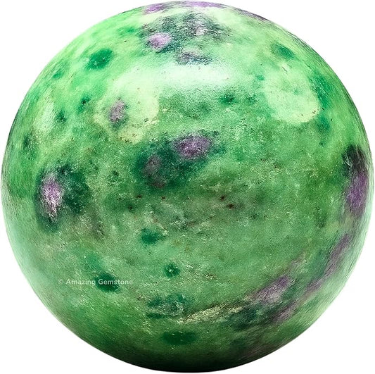 Amazing Gemstone Ruby Fuchsite Crystal Ball with Stand - 1.5 Inches Crystal Sphere Meditation Balls for Witchcraft and Decorative Balls