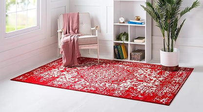 Rugs.com Arlington Collection Rug – 8' x 10' Red Medium-Pile Rug Perfect for Living Rooms, Large Dining Rooms, Open Floorplans