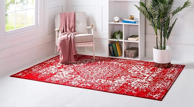 Rugs.com Arlington Collection Rug – 10' x 14' Red Medium-Pile Rug Perfect for Living Rooms, Large Dining Rooms, Open Floorplans
